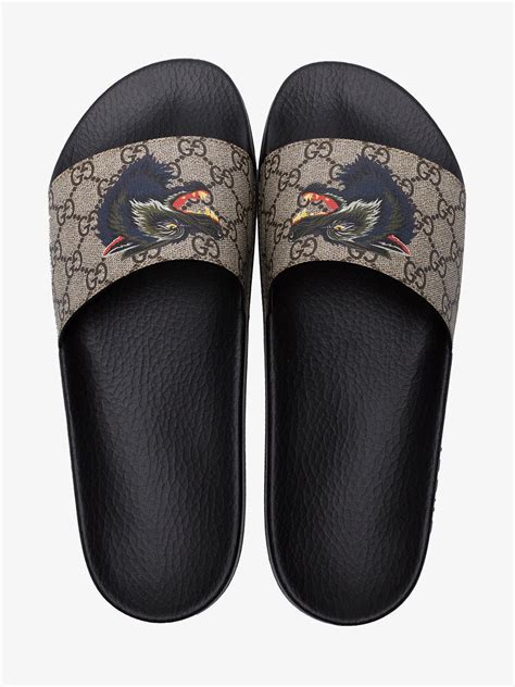 gucci gg supreme pursuit wolf slides|Gucci jewelry slides.